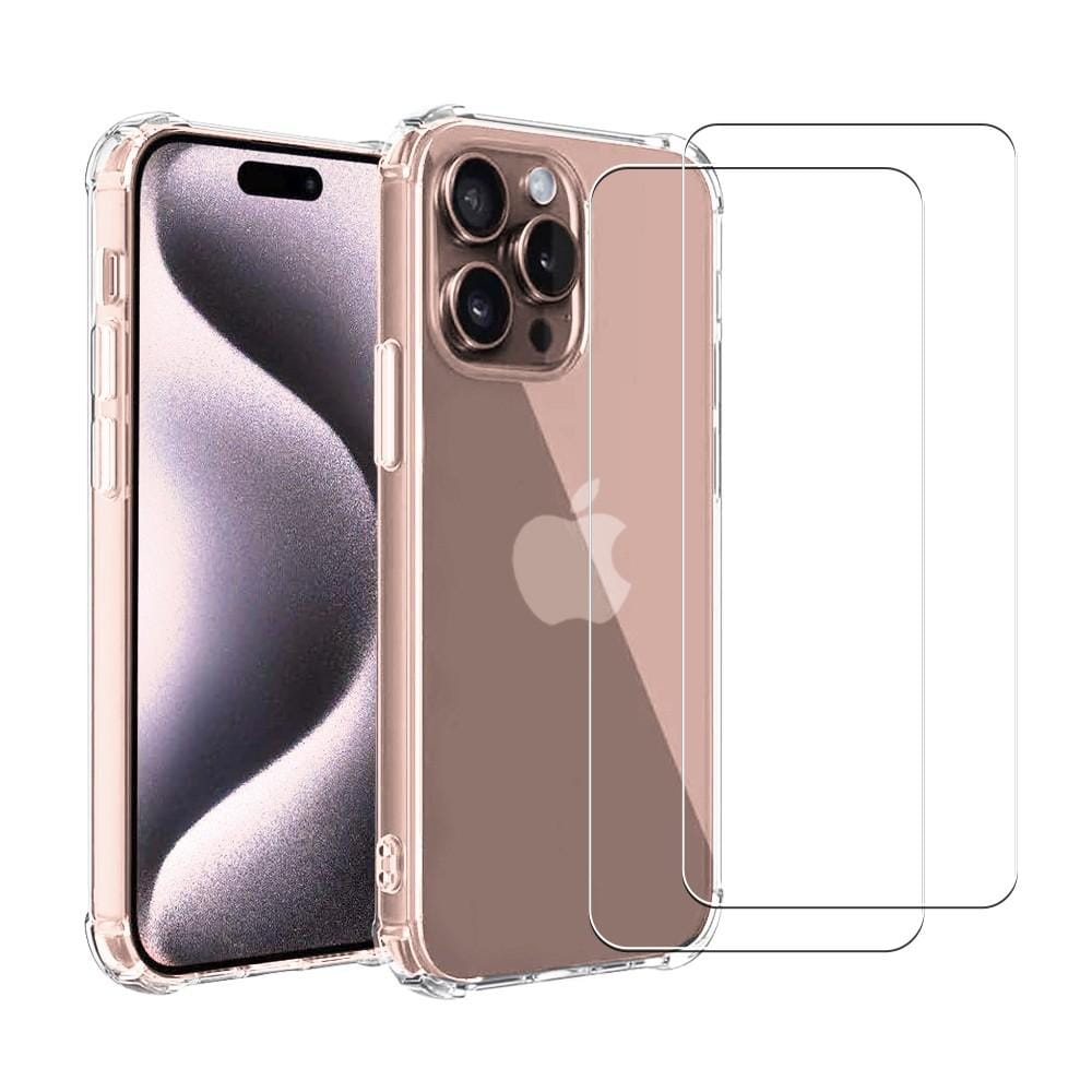 Coque iPhone 16 Pro et 2 écrans de protection - TPU - Transparente