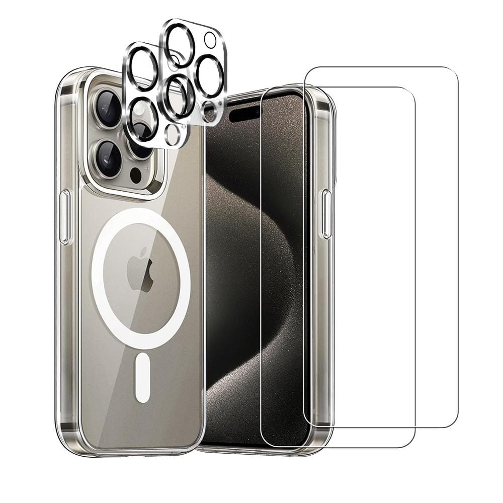 Coque iPhone 15 Pro et 2 écrans de protection - TPU - Transparent