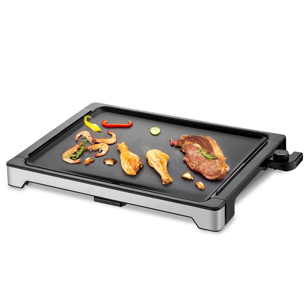 Plancha Plancha Dolce Casa DC-PLA-47X37-N Thermostat Ajustable, Grille de Table Antidérapante, Grande Capacité pour 8 Pers. 55 x 41,5 CM