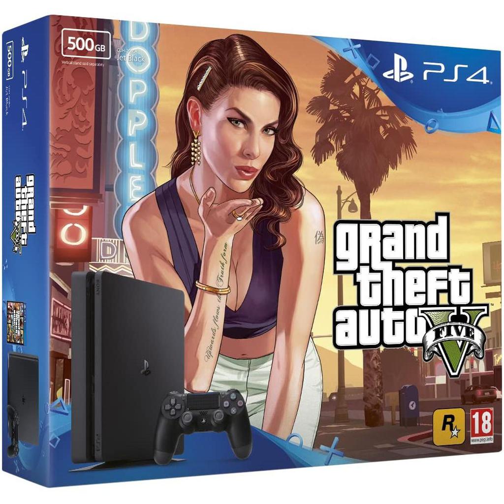 PlayStation 4 Slim 500GB - Noir + Grand Theft Auto V