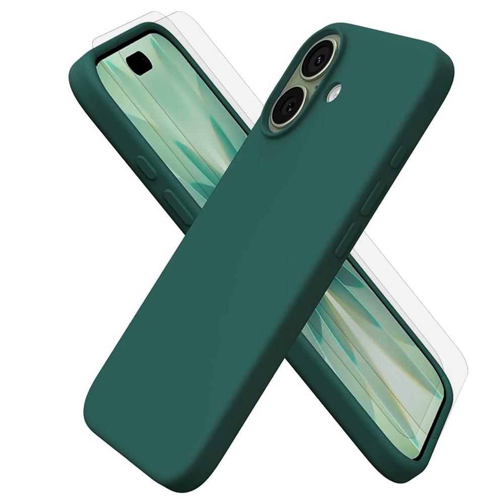 Coque iPhone 17 et 2 écrans de protection - Silicone - Vert