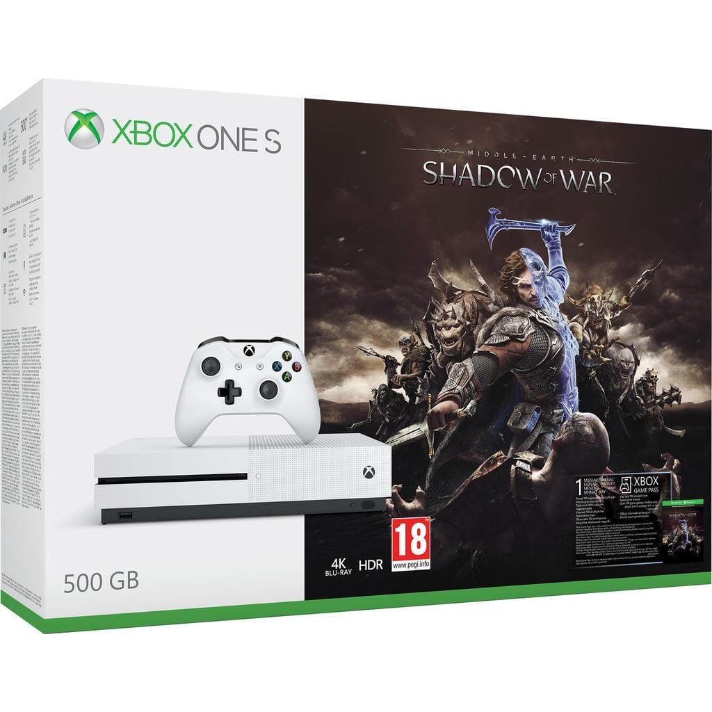 Xbox One S 500GB - Blanc + Middle-earth: Shadow of War
