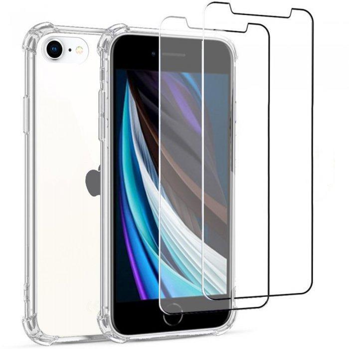 Coque iPhone SE(2020/2022)/iPhone 8/7/6s et 2 écrans de protection - TPU - Transparent