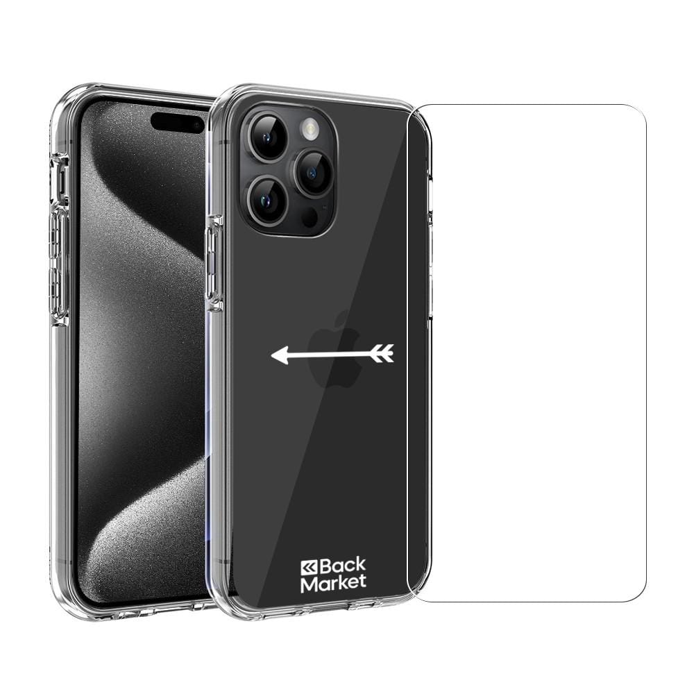 Coque Backgrade iPhone 15 Pro et écran de protection - Plastique 60% recyclé - Transparent