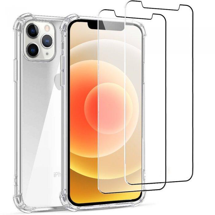 Coque iPhone 12/iPhone 12 Pro et 2 écrans de protection - TPU - Transparent