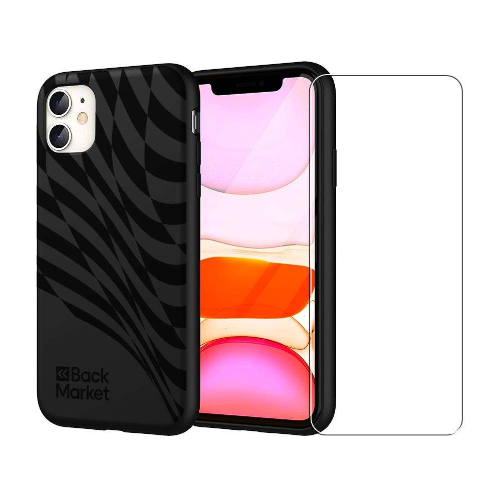 Coque Backgrade iPhone 11 et écran de protection - Plastique recyclé - Noir