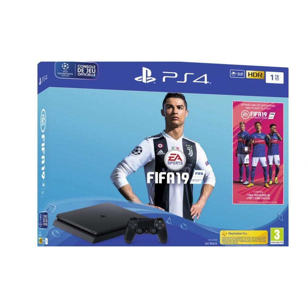 PlayStation 4 Slim 1000GB - Noir + FIFA 19